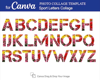 Canva letters  sport Photo Collage inside Photo Collage Canva Canva Photo Collage Template Full Digits A-Z