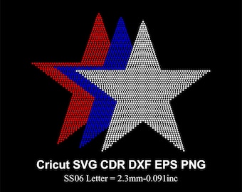Plantilla de diamantes de imitación de estrella tamaño ss06 Diseño de estrellas Diamantes de imitación Svg para Cricut Svg Dxf Eps Cdr Png