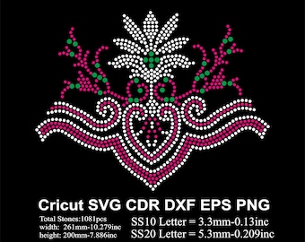 Flower Rhinestone Template SS10 SS20 size Colourful Flowers Design Rhinestone for Cricut Svg Dxf Eps Cdr Png