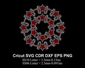 Plantilla de diamantes de imitación de estrella ss06 SS10 tamaño Diseño de estrellas Diamantes de imitación Svg para Cricut Svg Dxf Eps Cdr Png