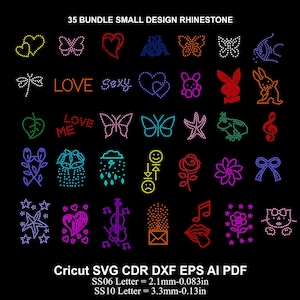 Rhinestone 35 Bundle Small Design Template Random Design Rhinestone Rhinestones SS6 SS10
