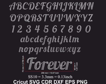 Forever Rhinestone Font Letters Pattern Alphabet Forever Letters SS06 SS10 Rhinestone Font for Cricut Svg Cdr Dxf