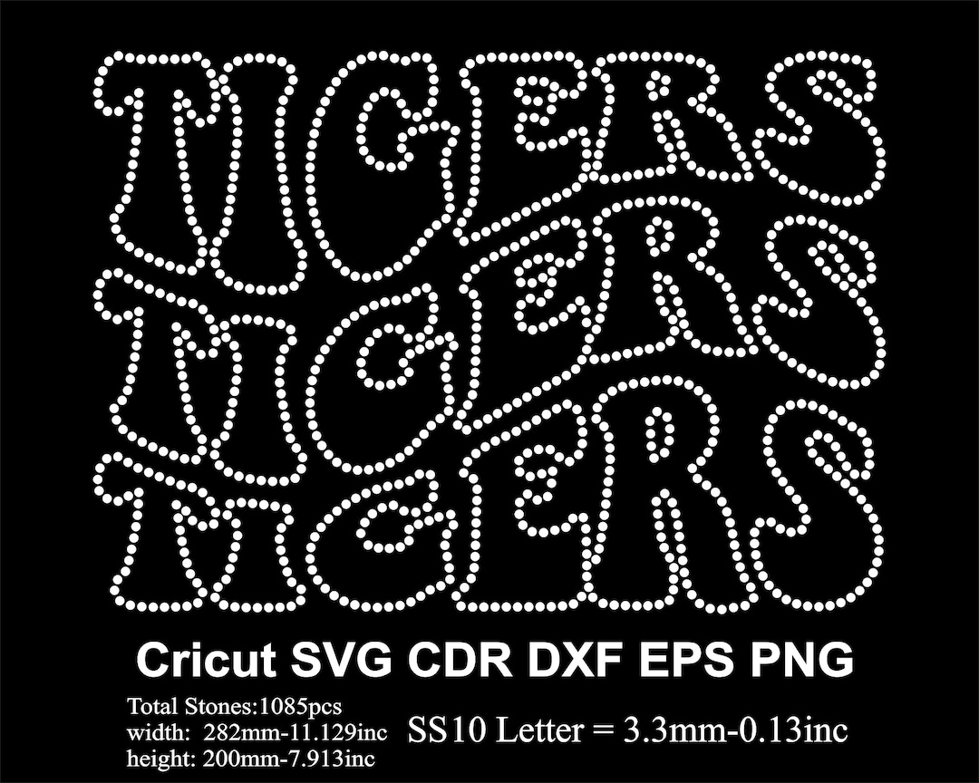 Tigers Rhinestone Design Wavy Tigers Rhinestone Template SS10 Size Tigers Waves Rhinestone ...