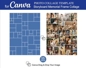 Canvaslijsten Sjablonen 55 stuks aan de binnenkant bewerkbare canvas voor een fotocollagelijst Storyboard Memorial Verjaardagen Jubilea Verhalen Collage
