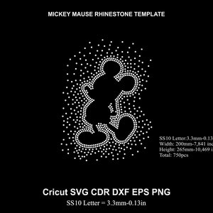Rhinestone Mickey Rhinestone Template Scatter Mause Rhinestone Starburst Mickey SS10 Size for Cricut Svg Dxf Cdr Eps Png