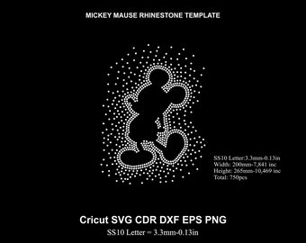 Rhinestone Mickey Rhinestone Template Scatter Mause Rhinestone Starburst Mickey SS10 Size for Cricut Svg Dxf Cdr Eps Png
