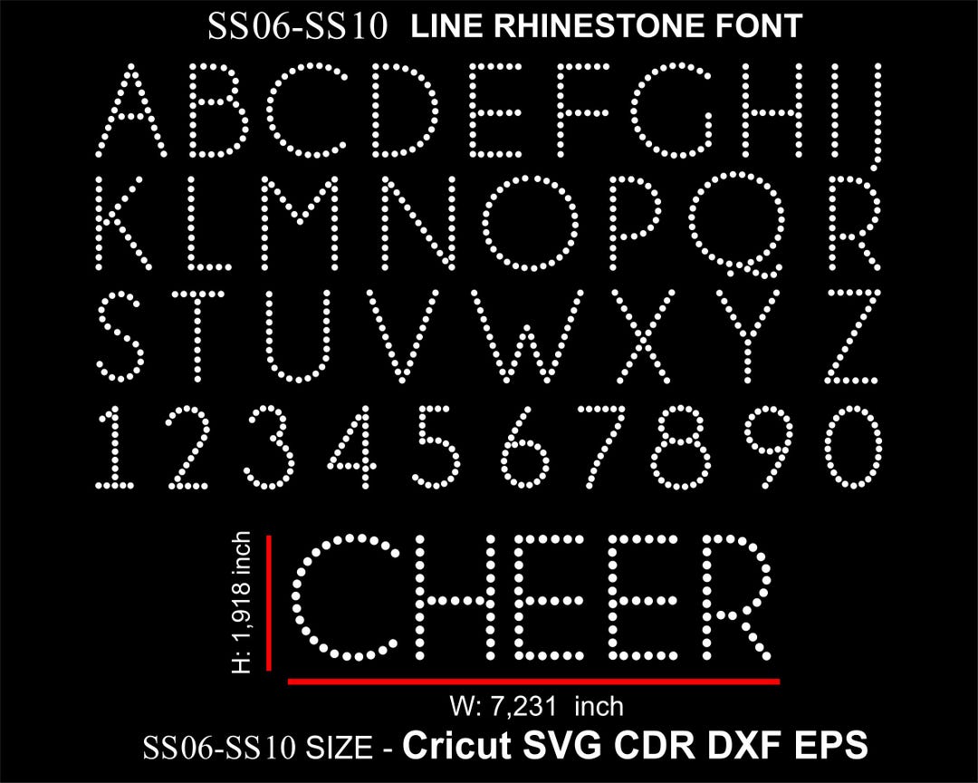 CHEER Rhinestone Font Line Alphabet Font SS06 or SS10 Line Letters ...