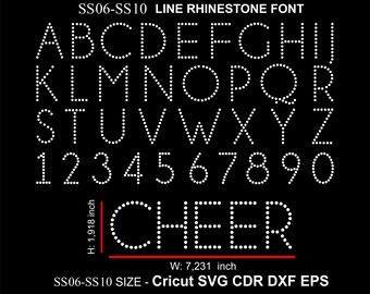 CHEER Rhinestone Font Line Alphabet Font SS06 or SS10 Line Letters Rhinestone Font for Cricut Svg Cdr Dxf