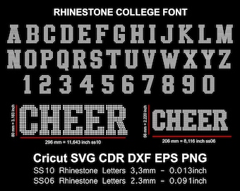 CHEER Rhinestone Font Letters Pattern Alphabet Cheer Letters SS06 SS10 Rhinestone Font for Cricut Svg Cdr Dxf