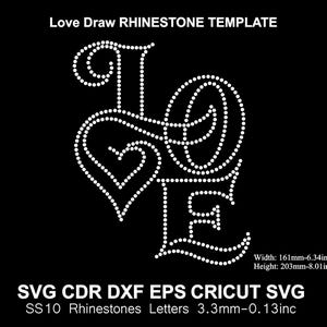 Rhinestone Retro Love Design Rhinestones Template Design SS10 Size for Cricut Svg Dxf Cdr Eps Png