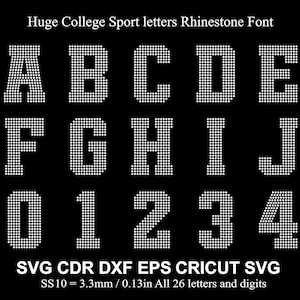 Huge Font Rhinestone College Letters and Numbers Varsity Font Rhinestone Font Sport Rhinestone Font for Cricut Svg SS10 Svg Eps Dxf Cdr Ai