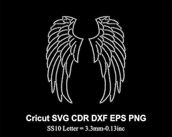 Angel Wings Rhinestone Template SS10 size Angel Design Rhinestone Wing Template Svg for Cricut Svg Dxf Eps Cdr Png