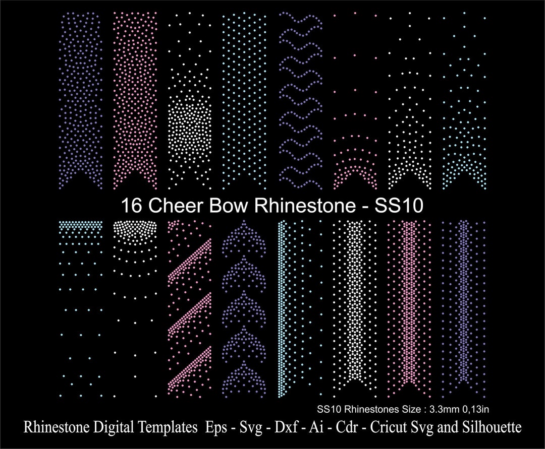 16 Cheer Bow Rhinestone Template 3inch Ribbon Rhinestone SS10 Ribbon ...