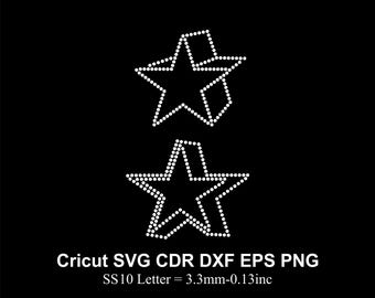 May include: Two white star shapes made of small dots on a black background. Cricut SVG CDR DXF EPS PNG SS10 Letter = 3.3mm-0.13inc
