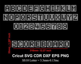 Scoreboard Font Rhinestone Letters Board Rhinestone Alphabet SS10 Letters Rhinestone Font for Cricut Svg Cdr Dxf Eps Png
