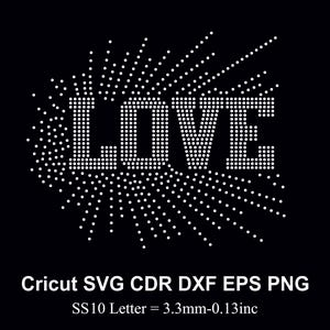 Rhinestone Love Scatter Design Rhinestones Template SS10 Size for Cricut Svg Dxf Cdr Eps Png