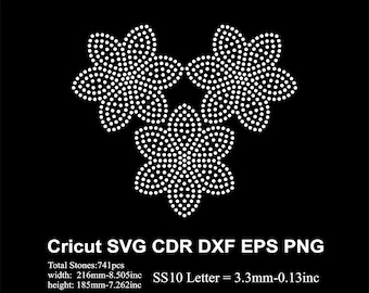 Flower Rhinestone Template SS10 size Colourful Flowers Design Rhinestone for Cricut Svg Dxf Eps Cdr Png