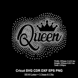 Queen Scatter Rhinestone Template SS10 size Scatter Queen Design Rhinestone Svg for Cricut Svg Dxf Eps Cdr Png