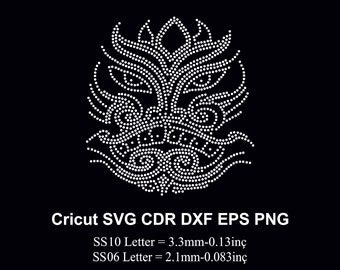 Devil Mask Rhinestone Template SS6 and SS10 size Devil Halloween Design Rhinestone Halloween Template Svg for Cricut Svg Dxf Eps Cdr Png