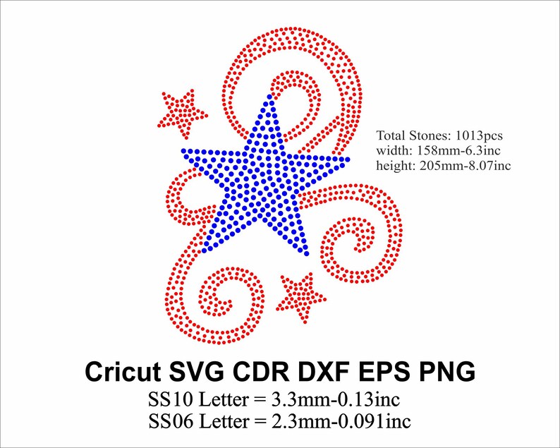 Starlight Rhinestone Design Star Rhinestone Template Ss06 SS10 Size Stars Design Rhinestone Svg for ...