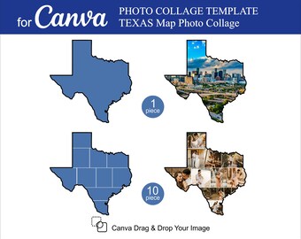 Texas Fotocollage für Canva 1-10 Stück innen Fotocollage Texas Karte Design Foto Ausfüllen bearbeitbare Karten Foto Texas Collage