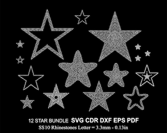 Star Rhinestone BUNDLE 12 Design Star Template SS10 Svg Cdr