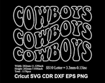 Plantilla de diamantes de imitación de vaqueros ondulados tamaño SS10 Diseño de mascota de fútbol americano con diamantes de imitación de olas de vaqueros para Cricut Svg Eps Cdr Dxf