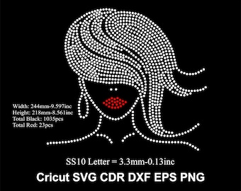 Afro Ladies Rhinestone Template 2 Colors Afro Lady Rhinestone Afro Women Design for Cricut Svg Eps Cdr