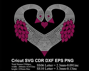 Rhinestone Heart Rhinestones Template ss10 ss06 size for Cricut Svg Dxf Cdr Eps Png