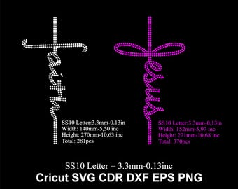 Faith Rhinestone Jesus Rhinestone Template Script Faith and Jesus Rhinestone SS10 for Cricut Svg Cdr Eps Dxf Faith Rhinestone