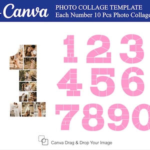 Canva Numbers Photo Collage 10Pcs inside Photo Collage Canva Canva Photo Collage Template Full Digits 0-9