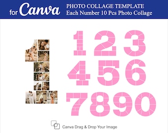 Canva Numbers Photo Collage 10Pcs inside Photo Collage Canva Canva Photo Collage Template Full Digits 0-9