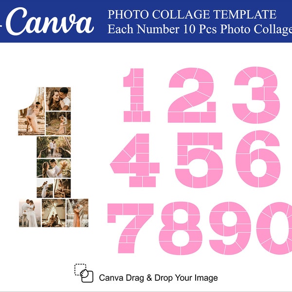 Canva Numbers Photo Collage 10Pcs inside Photo Collage Canva Canva Photo Collage Template Full Digits 0-9