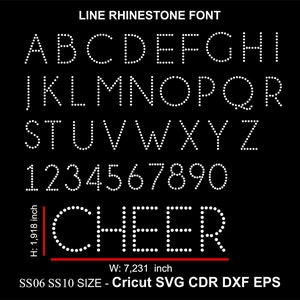 CHEER Rhinestone Font Line Alphabet Font SS06 or SS10 Line Letters Rhinestone Font for Cricut Svg Cdr Dxf