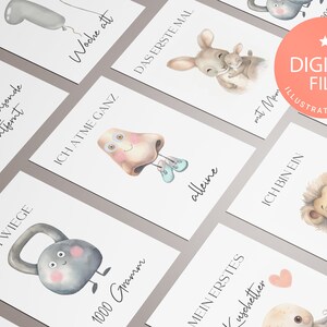19 DRUCKBARE Meilensteinkarten "FRÜHCHEN" | Geschenk zur Geburt | Frühgeburt , Premature, Preemie