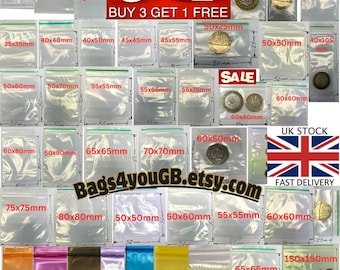 Small Plastic Ziplock Bags, Clear, Printed, Colored, UK Stock