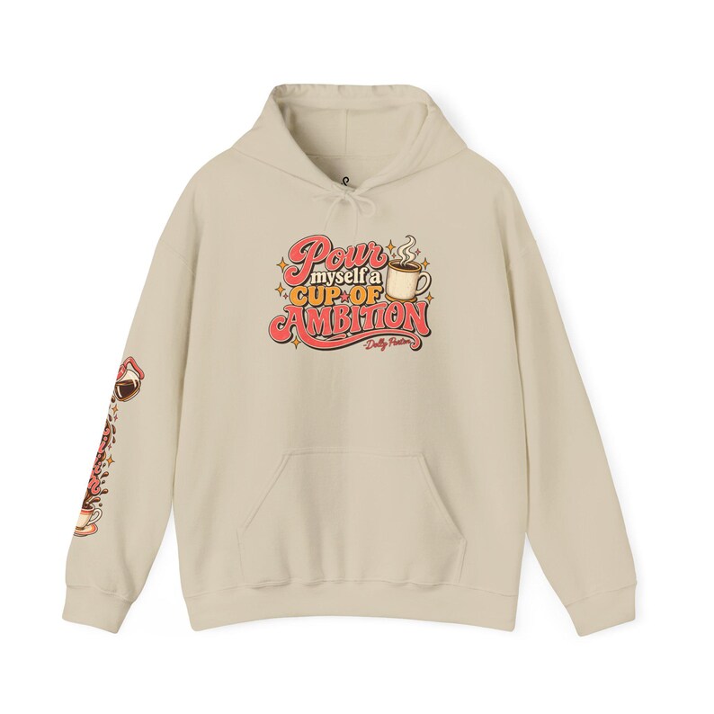 Cup of Ambition Hoodie | Dolly Parton Inspired Hoodie | 9 to 5 Sweatshirt | Coffee Lover Hoodie | Retro Country Music Gift image 7