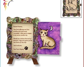 SVG Feline Decree Sliding Frame with easel, laser cutting file
