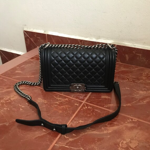 Chanel Lambskin Sideways Boy Bag (WZZX) 144010013855 PS/DU