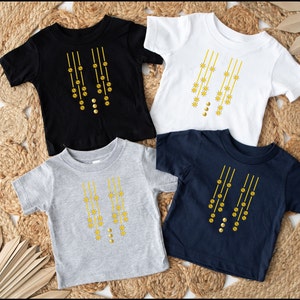Indian  baby shirt,  Kurta Style baby Clothes, South Asian, Desi, Gold Design; casual Indian boy tee, Indian toddler clothes