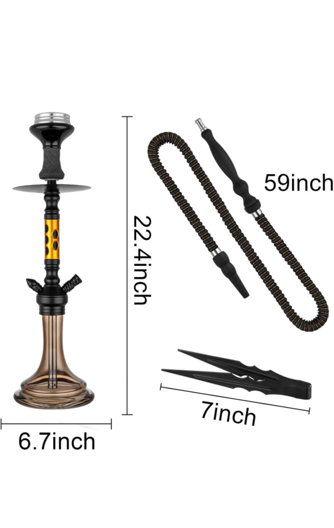 Luxury Glass Hookah Pipes, Tall Hookah Shisha With Silicone Bowl