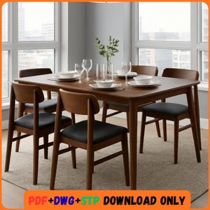 Orson Solid Wood Dining Set Plans | Modern Table & Upholstered Chairs (Digital Files)