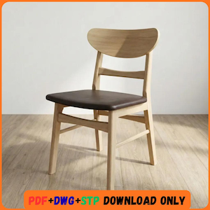 Noberty Wooden Chair with Upholstered Seat (PDF DWG STP Files)
