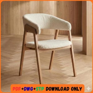 Plano de carpintería para silla de comedor Jorsa, plano de muebles modernos (archivos PDF, DWG y STP)