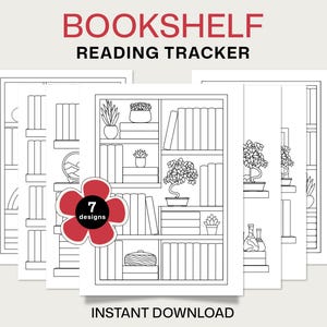 Printable Reading Journal Pages: Bookshelf Tracker, TBR List (A4/A5/US Letter Digital Download)