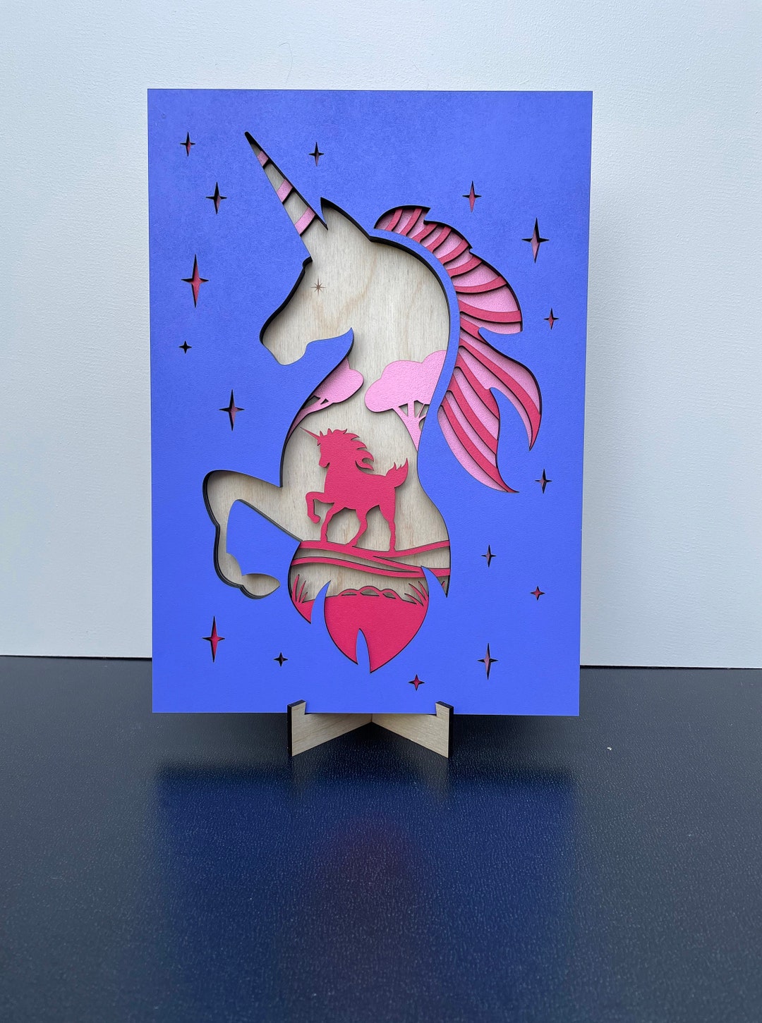 Wooden Unicorn Painting 3d Relief to Personalize Wall Etsy