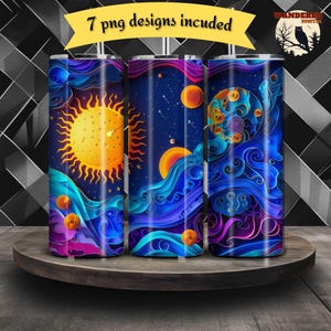 Cosmic Solar System Tumbler Wrap Sublimation  - 20oz Skinny Straight/Tapered Design - High Resolution 300 DPI Printable 7 PNG image