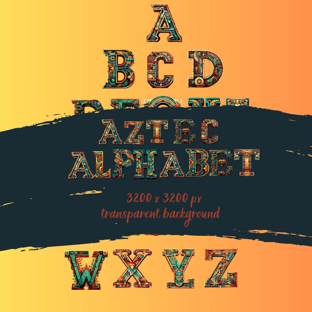 Aztec Style Alphabet, PNG Clipart, Letter Design, Sublimation, Instant ...