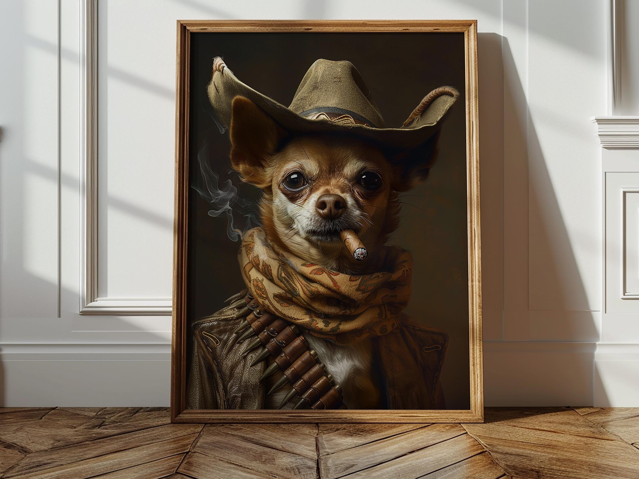 Wild West Chihuahua Digital Print, Cowboy Animal Painting  display picture 1