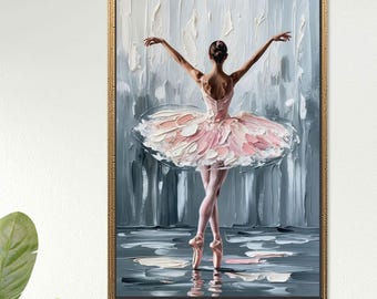 Gift For Her, Gift for Ballerina Wall Decor, Tempered Glass Print, Ballerina Printed, Modern Wall Art, Pink Poster, Girl Room Decor, Canvas,